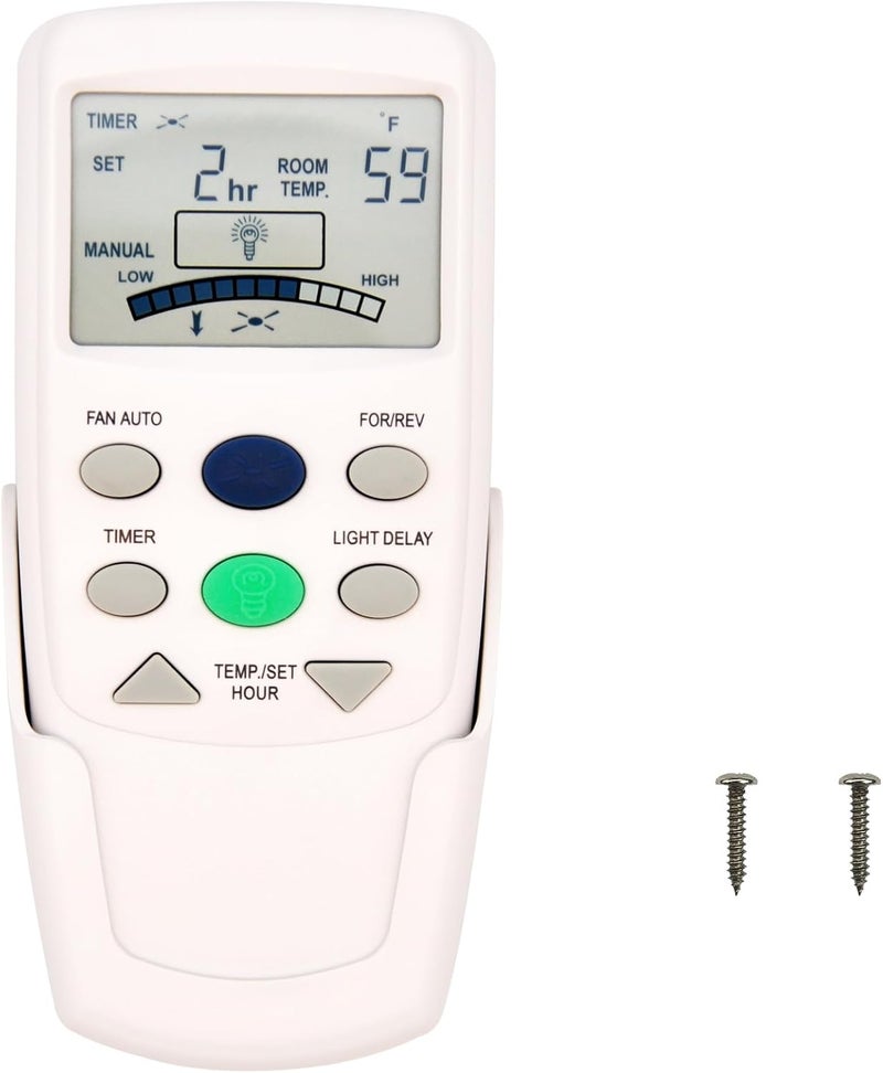 CENMING 9T Thermostatic Ceiling Fan Remote Control Replacement Remote for Hampton Bay,with Reverse Timer 3-Speed, LCD Display Temp 303.9MHz, No Light Dimmer,for L3HFAN9T FAN-9T(Remote Only) - Image 1